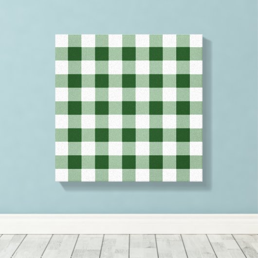 Green and White Gingham Pattern Canvas Afdruk (Insitu (Houten vloer))