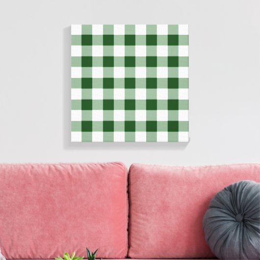 Green and White Gingham Pattern Canvas Afdruk (Insitu (Woonkamer))