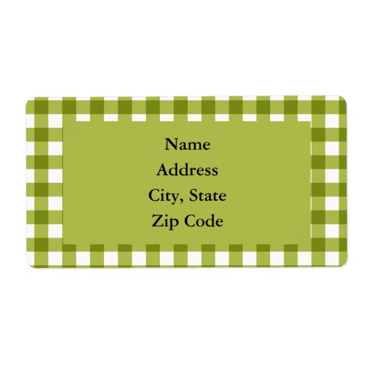 Green and White Gingham Pattern Etiket (Voorkant)