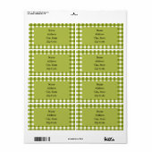 Green and White Gingham Pattern Etiket (Full Sheet)