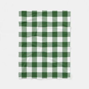 Green and White Gingham Pattern Fleece Deken