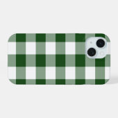 Green and White Gingham Pattern iPhone 15 Case (Achterkant horizontaal)