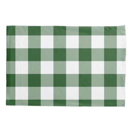 Green and White Gingham Pattern Kussensloop (Achterkant-Links)