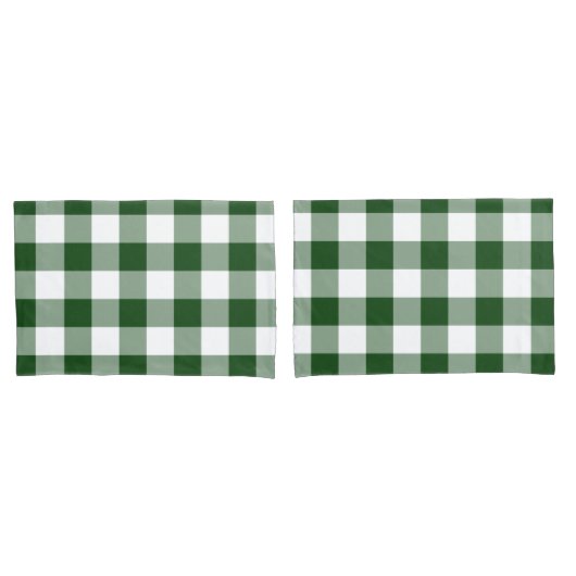 Green and White Gingham Pattern Kussensloop (Voorkant-Set)