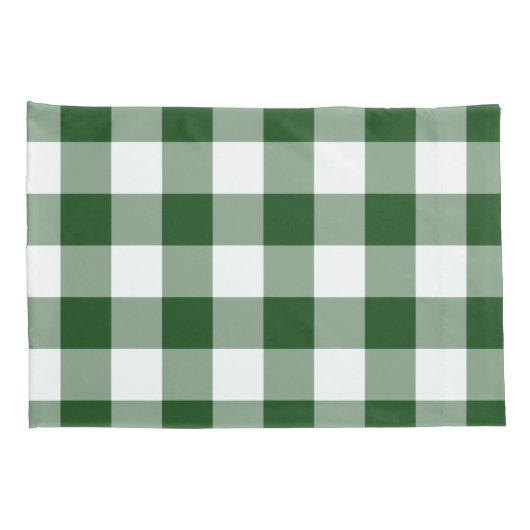 Green and White Gingham Pattern Kussensloop (Achterkant-Rechts)