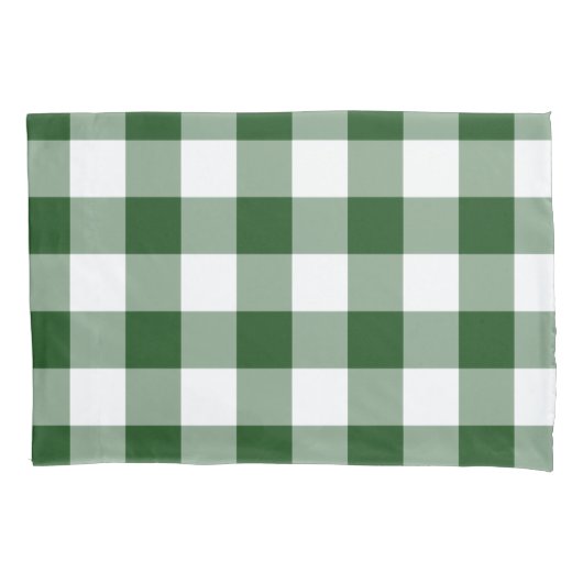 Green and White Gingham Pattern Kussensloop (Voorkant-Links)