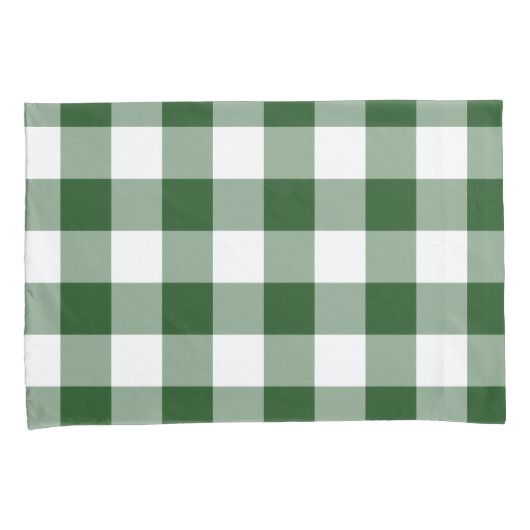 Green and White Gingham Pattern Kussensloop (Voorkant-Rechts)