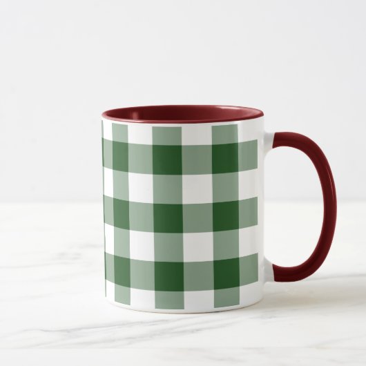 Green and White Gingham Pattern Mok (Rechts)