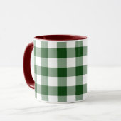 Green and White Gingham Pattern Mok (Voorkant links)
