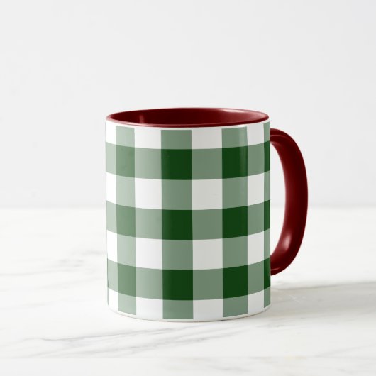 Green and White Gingham Pattern Mok (Voorkant rechts)