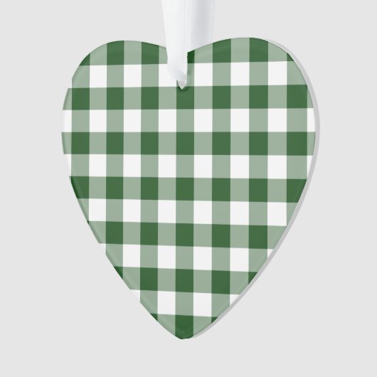 Green and White Gingham Pattern Ornament (voorkant)