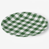 Green and White Gingham Pattern Papieren Bordje (Gekanteld)