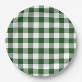 Green and White Gingham Pattern Papieren Bordje