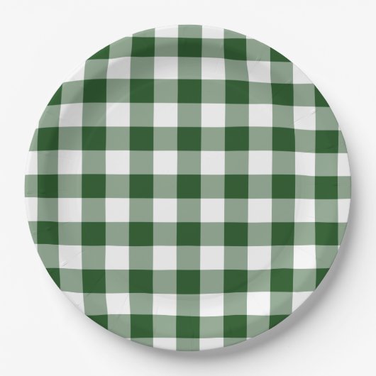 Green and White Gingham Pattern Papieren Bordje (Voorkant)