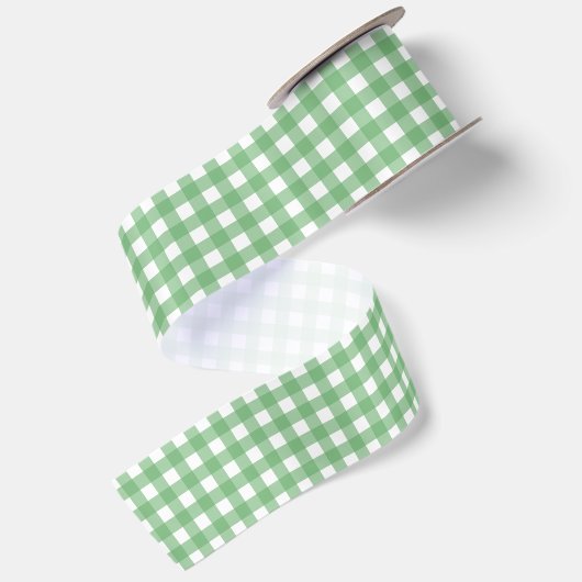 Green and White Gingham Pattern Satijnen Lint (Achterkant)