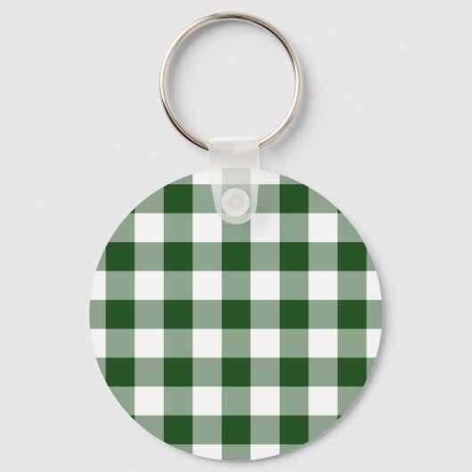 Green and White Gingham Pattern Sleutelhanger (Voorkant)