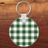 Green and White Gingham Pattern Sleutelhanger (Voorkant)