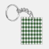 Green and White Gingham Pattern Sleutelhanger (Voorkant Links)