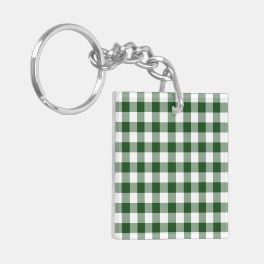 Green and White Gingham Pattern Sleutelhanger (Voorkant Links)