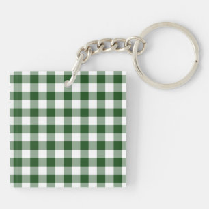 Green and White Gingham Pattern Sleutelhanger