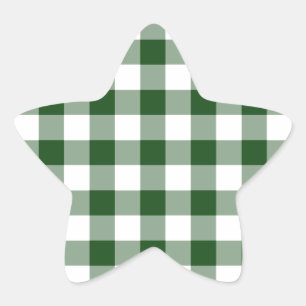 Green and White Gingham Pattern Ster Sticker