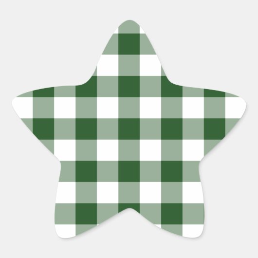 Green and White Gingham Pattern Ster Sticker (Voorkant)
