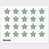Green and White Gingham Pattern Ster Sticker (Vel)