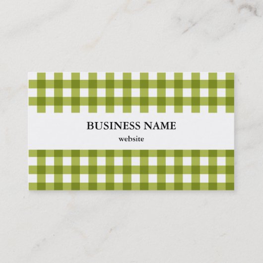 Green and White Gingham Pattern Visitekaartje (Achterkant)