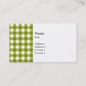Green and White Gingham Pattern Visitekaartje (Voorkant)