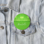 Green and white glitter print ronde button 7,6 cm (In situ)