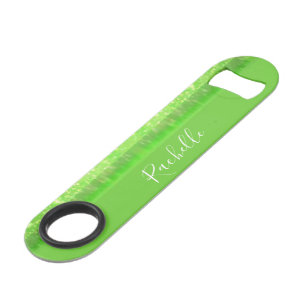 Green and white glitter print speed flessenopener