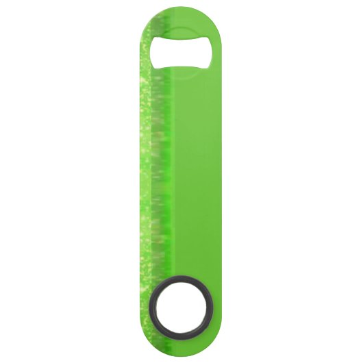 Green and white glitter print speed flessenopener (Achterkant)