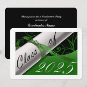 Green and White Graduation Party Kaart (Voorkant / Achterkant)