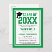Green and White Graduation Party Uitnodiging Briefkaart (Voorkant / Achterkant)