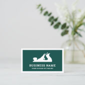 Green and White Hand Plane Handyman Carpenter Visitekaartje (Staand voorkant)