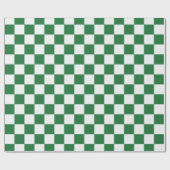 Green and White Holiday Check Cadeaupapier (Vlak)
