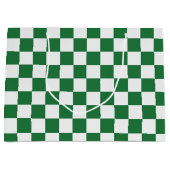 Green and White  Holiday Check Groot Cadeauzakje (Voorkant)