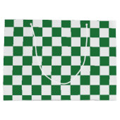 Green and White  Holiday Check Groot Cadeauzakje (Achterkant)