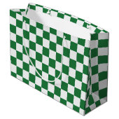 Green and White  Holiday Check Groot Cadeauzakje (Achterkant Gekanteld)