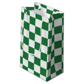 Green and White Holiday Check Klein Cadeauzakje (Achterkant Gekanteld)