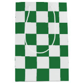 Green and White Holiday Check Medium Cadeauzakje (Voorkant)