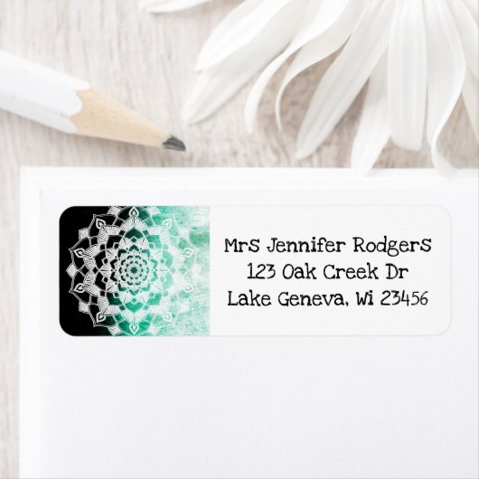 Green and White Mandala Abstract Etiket (Insitu)