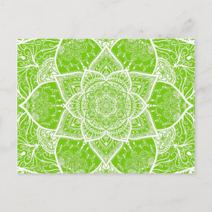 Green and White Mandala - Loergann in Ginkgo Briefkaart