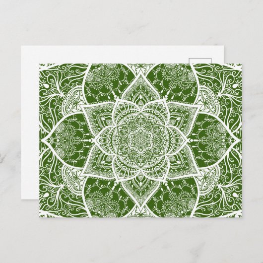 Green and White Mandala - Loergann in Marsh Briefkaart (Voorkant / Achterkant)