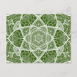Green and White Mandala - Loergann in Marsh Briefkaart