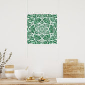 Green and White Mandala - Loergann in Rosemary Poster (Keuken)