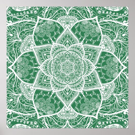 Green and White Mandala - Loergann in Rosemary Poster (Voorkant)