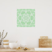 Green and White Mandala - Loergann in Seafoam Poster (Keuken)