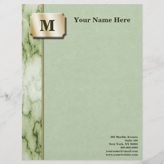 Green and White Marble Executive Gepersonaliseerd Briefhoofd (Voorkant)