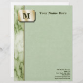 Green and White Marble Executive Gepersonaliseerd Briefhoofd (Voorkant / Achterkant)